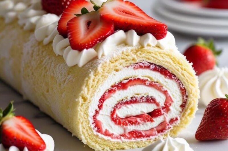 Homemade Strawberry Swiss Roll Delight