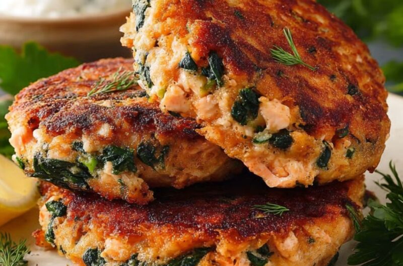 Light & Flavorful Salmon Spinach Patties